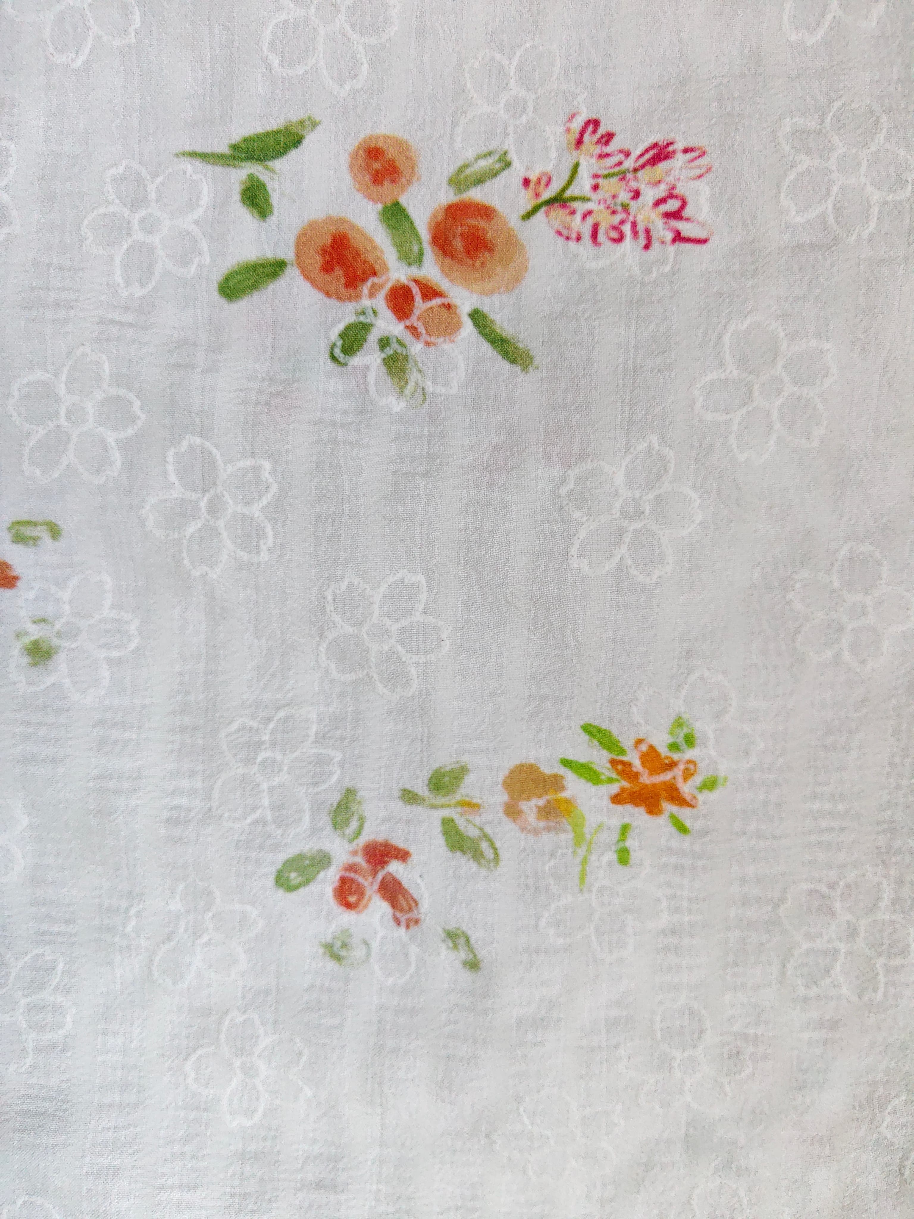 White Floral Embroidered Tunic Blouse with Roll-Up Sleeves