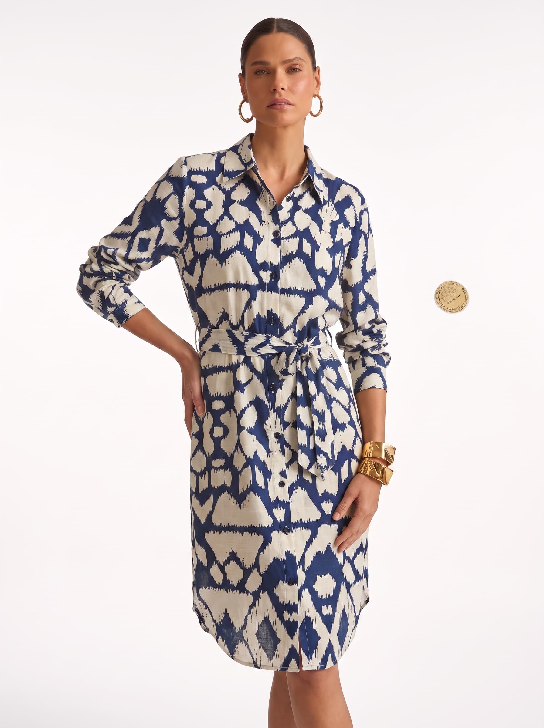 Ikat Belted Shirt Dress